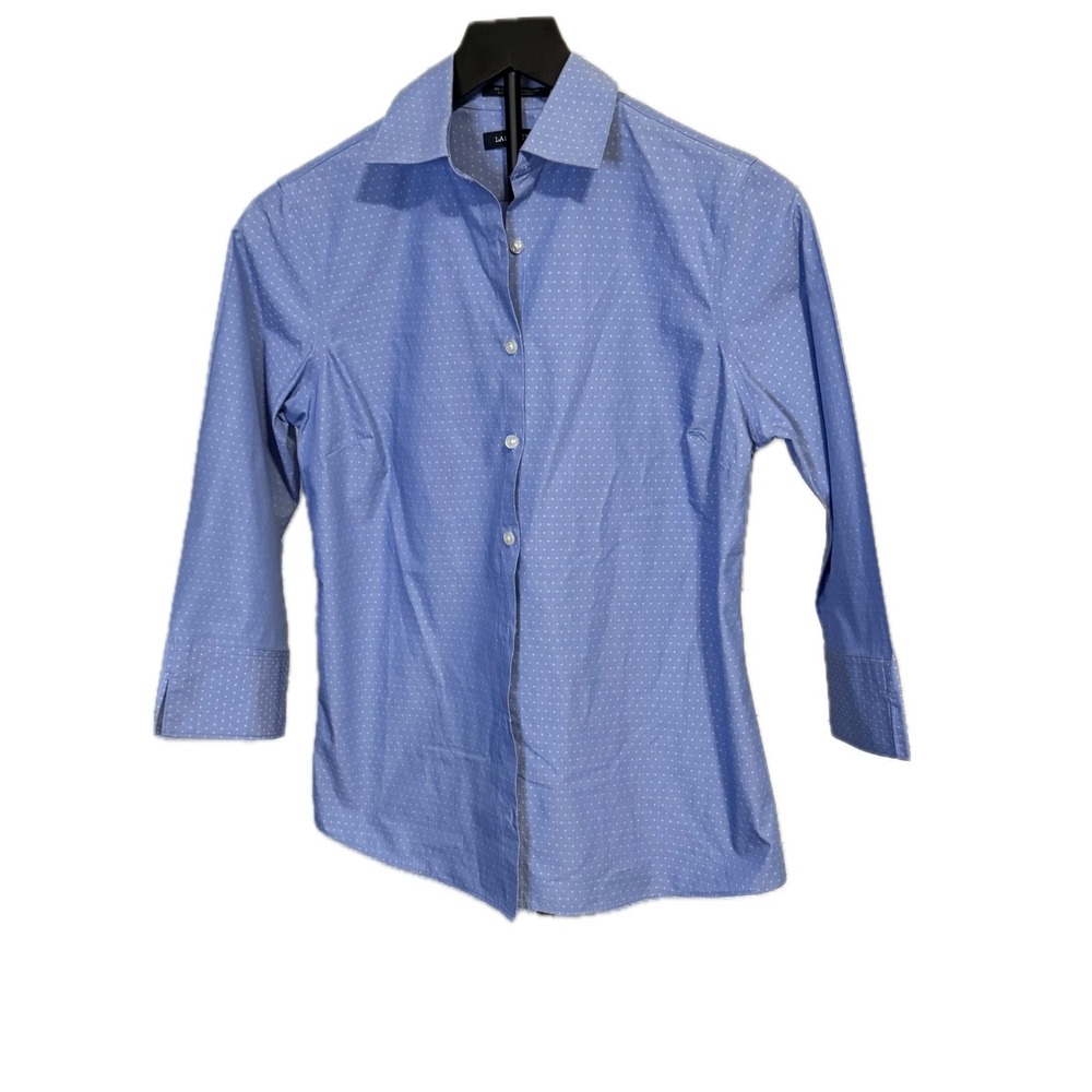 Lands' End Wrinkle-Free‎ Broadcloth Button-Up – Women's Size 2 – Blue Poplin